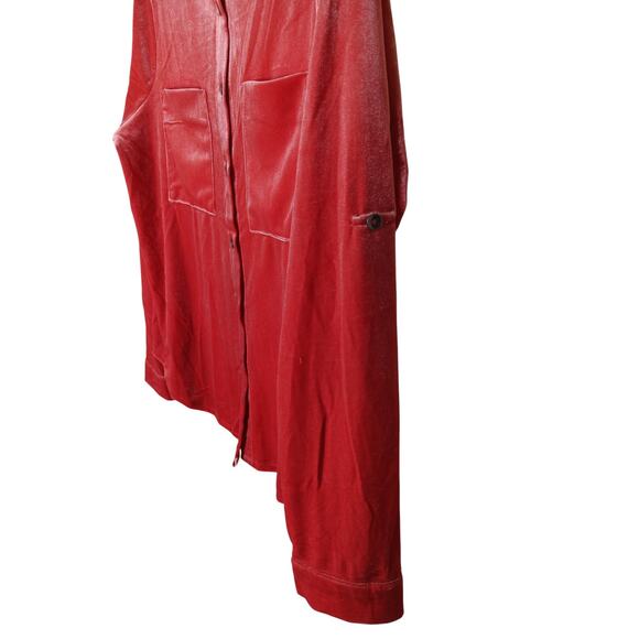 New Easel Los Angeles Coral Velvet Button Down Shirt M Oversized Long Sleeve - Picture 6 of 15